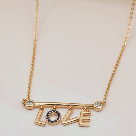 Elegant Rose Gold 'LOVE' Pendant Necklace with Dainty Chain, XPNL0197 - Picture 1 of 13